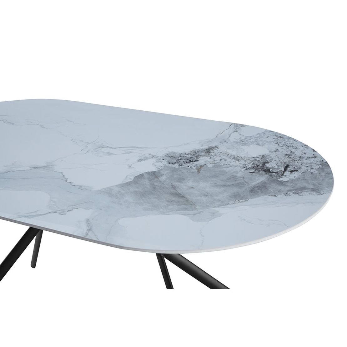 AXIS TABLE CERAMIC OFF WHITE WITH MARBLE PATTERN METAL BLACK PRC