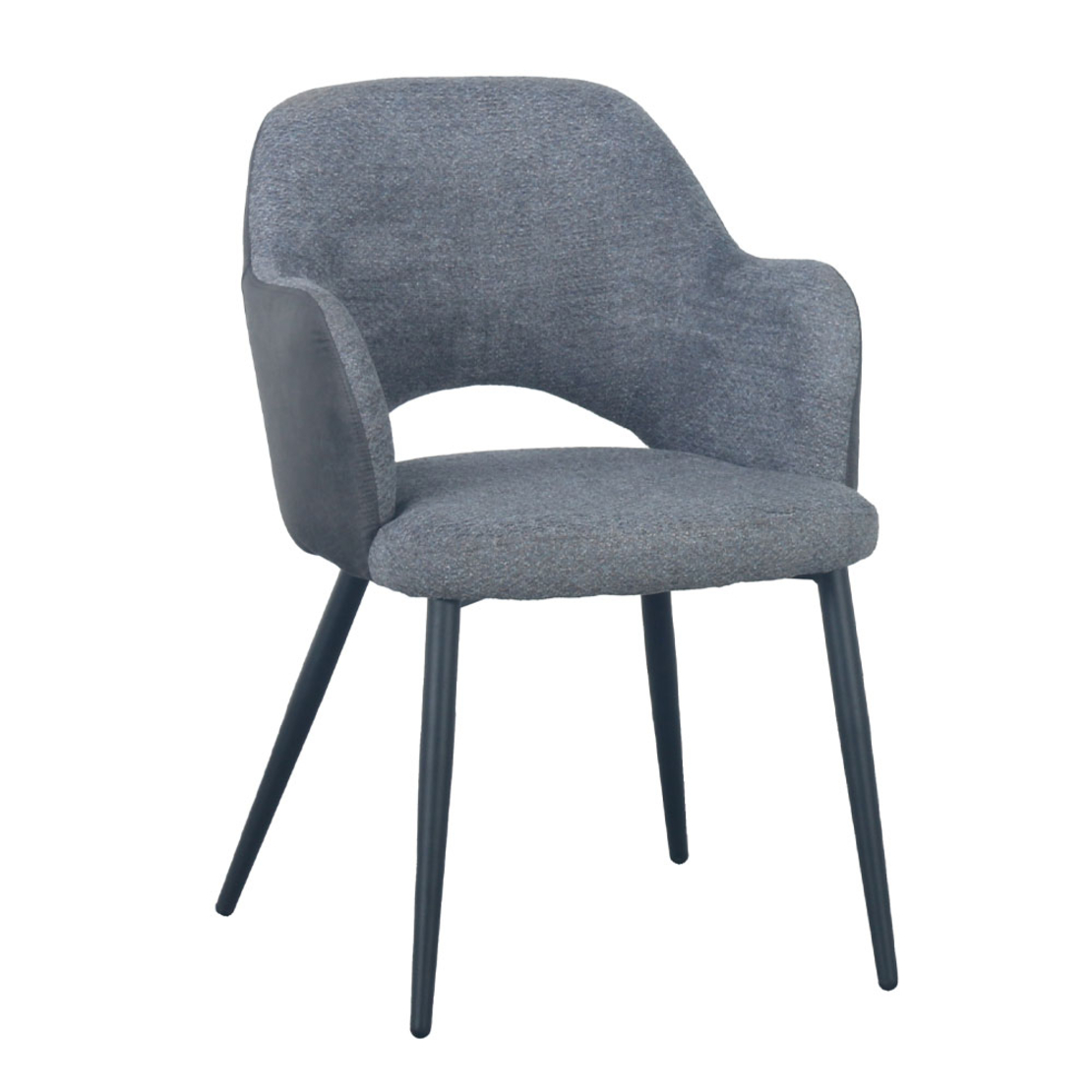 ASCOT CHAIR EASY CLEAN FABRIC GREY DARK METAL BLACK E1 PRC