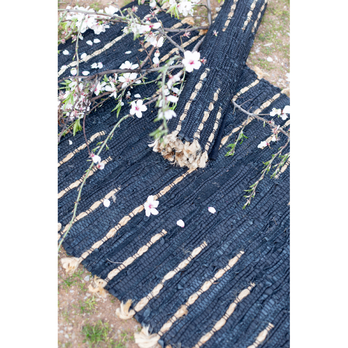EDJE CARPET LEATHER JUTE BLACK BEIGE 60x90cm IN