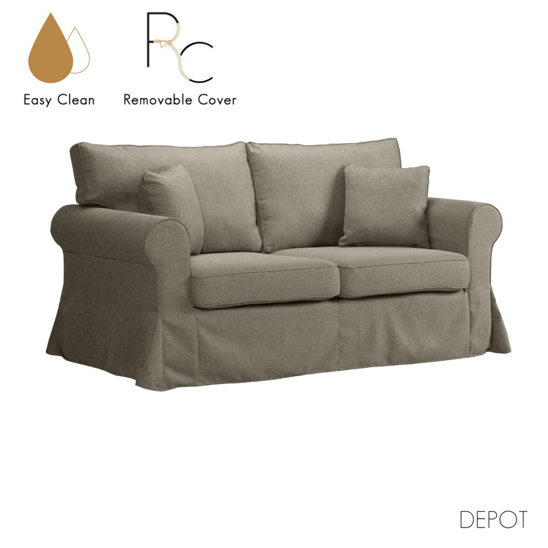 ASHLEY SOFA 2SEAT REMOVABLE COVER EASY CLEAN FABRIC BROWN LIGHT E1 EU