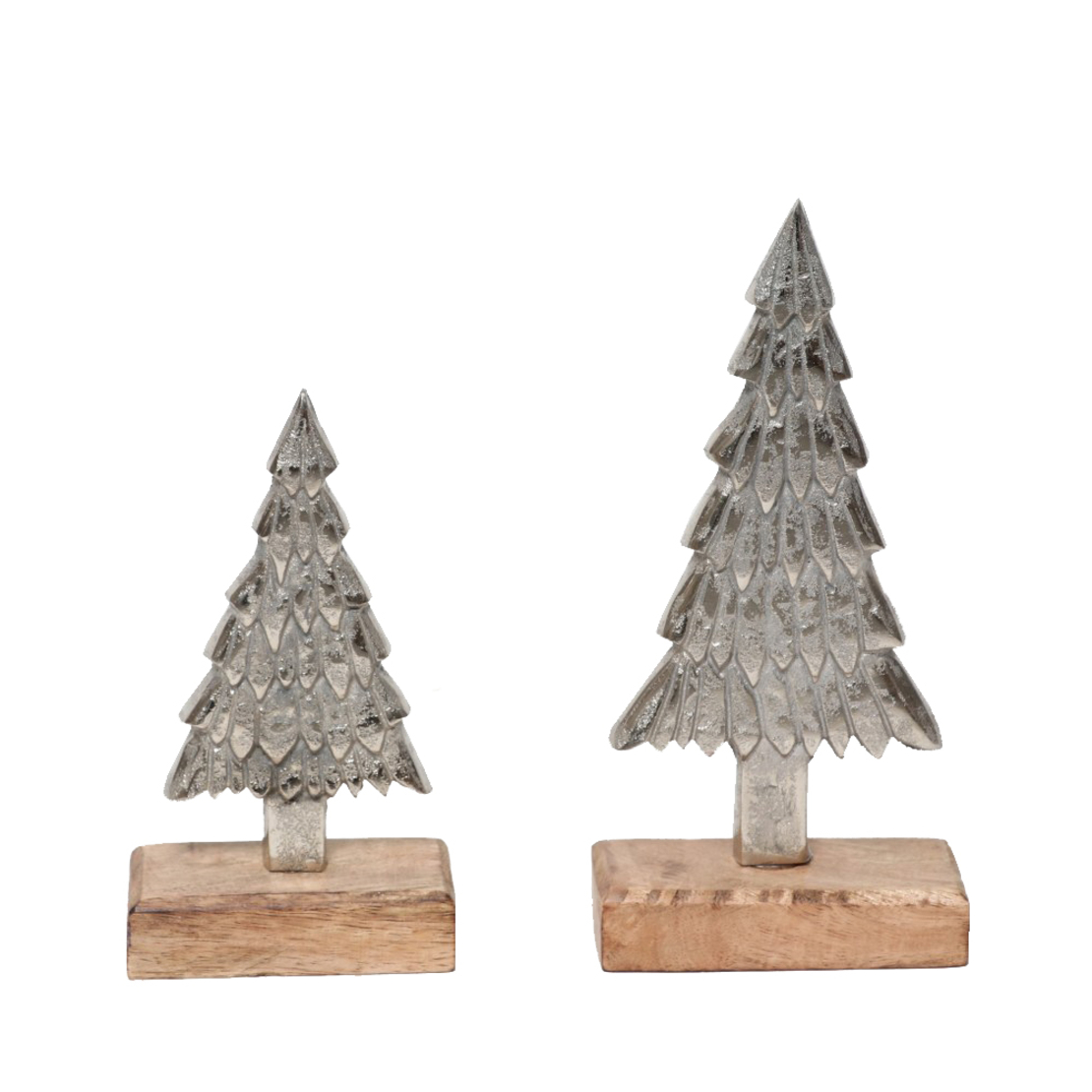 XMAS WINT TREE ALUMINIUM WOOD MANGO SILVER NATURAL