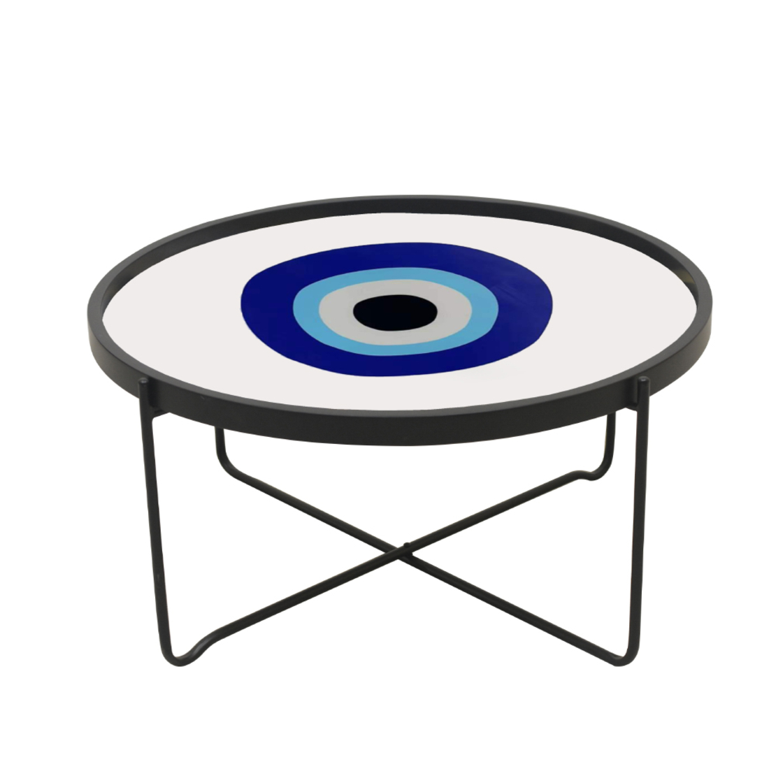 BLUE EYES COFFEE TABLE MDF MULTICOLOR WITH PATTERN WHITE METAL 75x75xH37,5cm E1 PRC