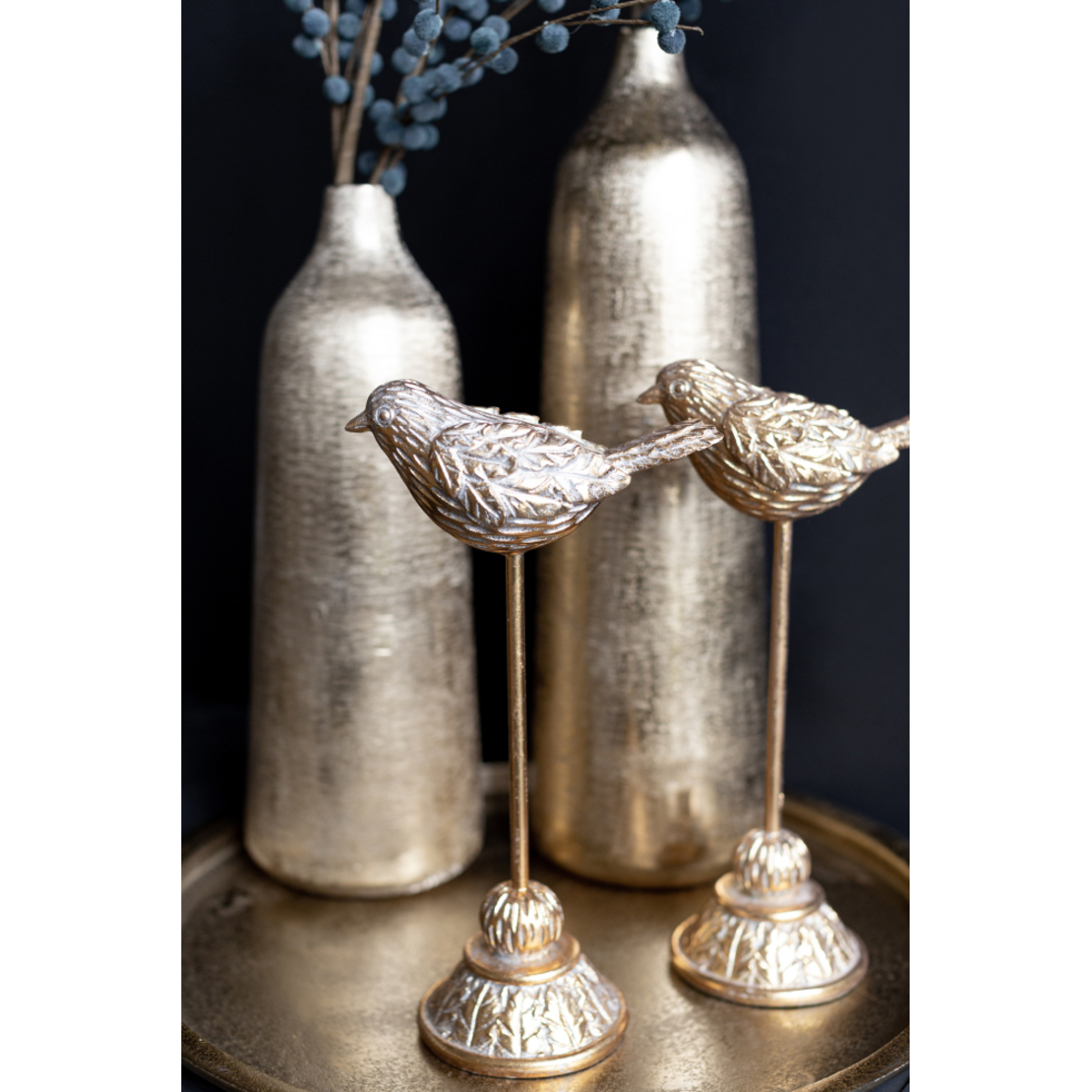 FUGLE DECO BIRD POLYRESIN GOLD ANTIQUE 15,7x12,3xH