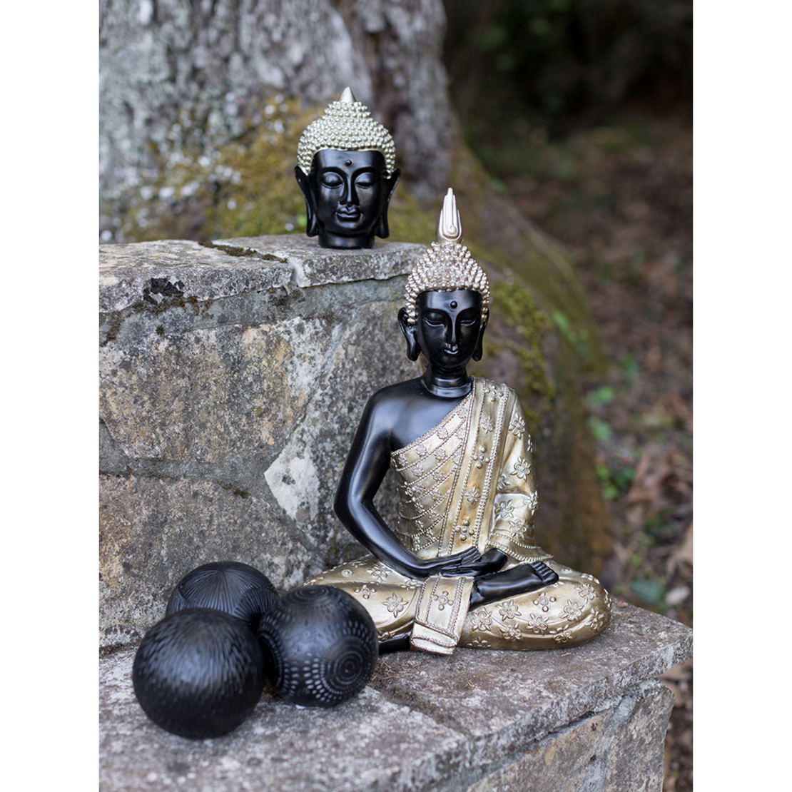 KEBA DECO BUDDHA POLYRESIN BLACK GOLD 24x13,5xH33c