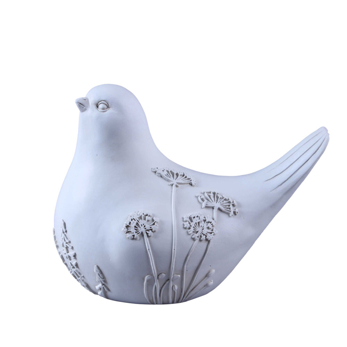 CALIS DECO BIRD POLYRESIN WHITE BEIGE 18x10,5xH14c