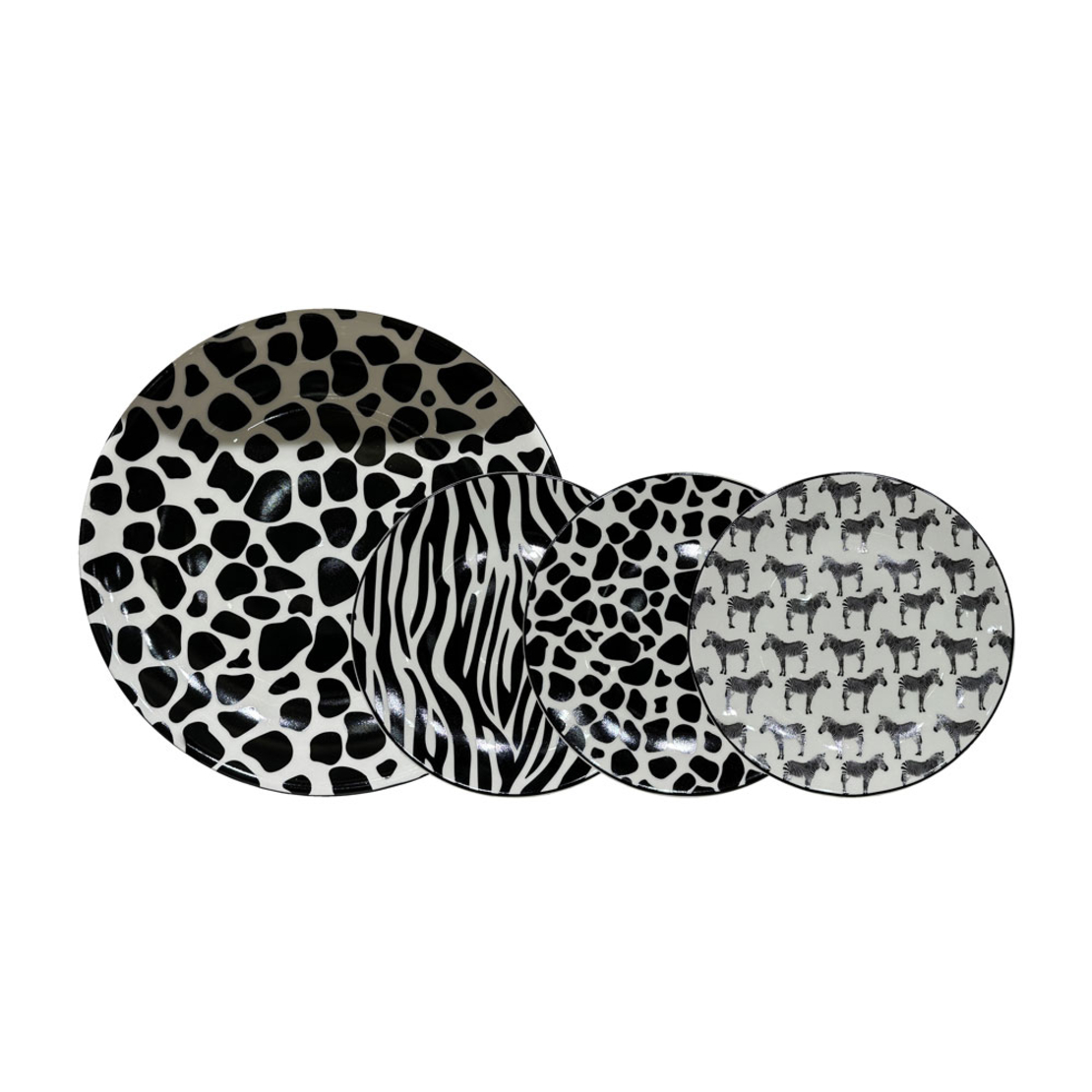SAFARI PLATE DESSERT SET 6 PCS NEW BONE CHINA WHIT