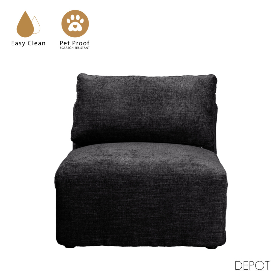 BOX ARMCHAIR EASY CLEAN FABRIC ANTHRACITE E1 EU