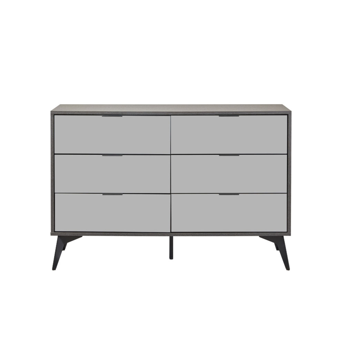SPECCHIO PEDESTAL 6DRAWERS MELAMINE BLACK OAK MELAMINE MIRROR E1
