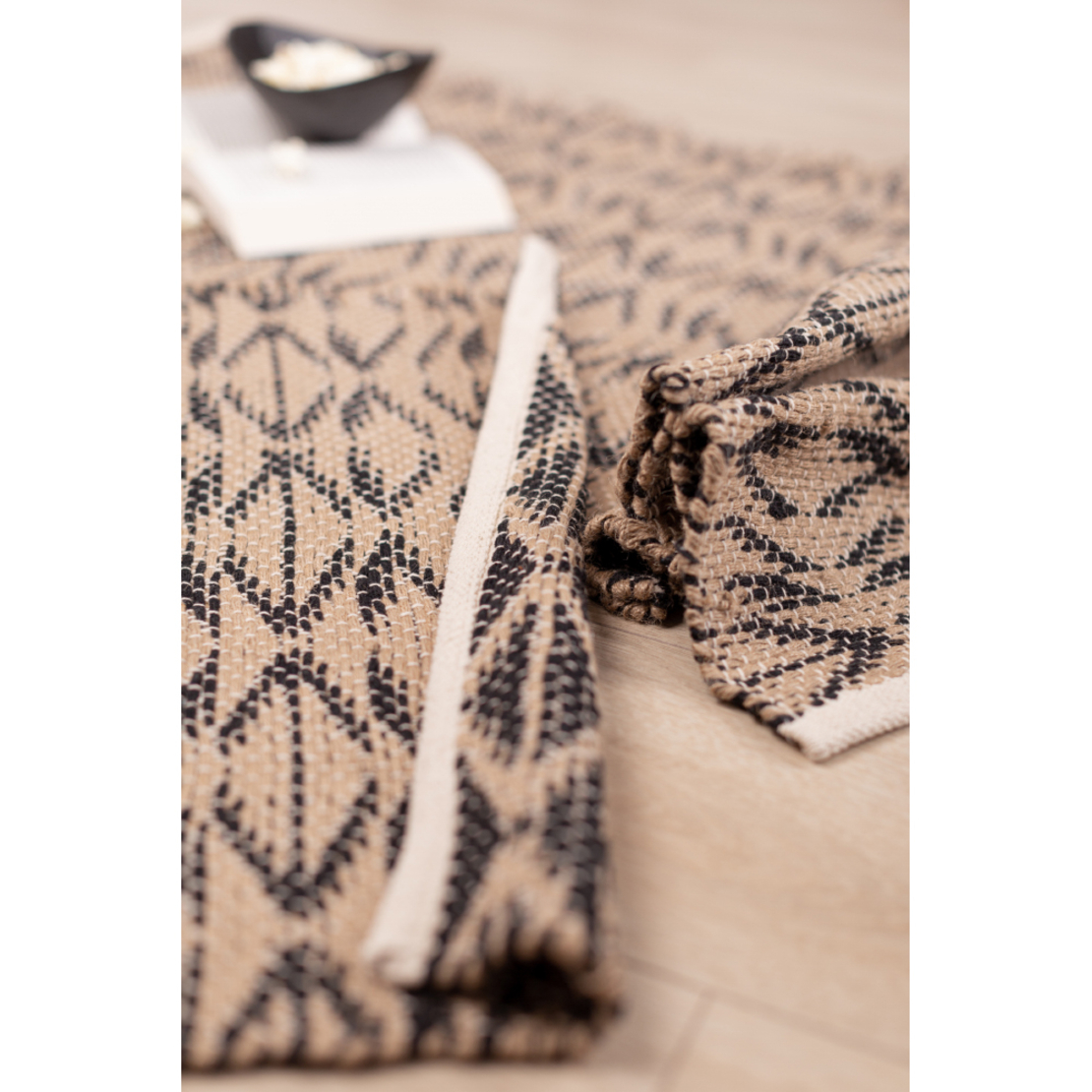 AFRICA CARPET JUTE COTTON BLACK BEIGE 60x90cm IN