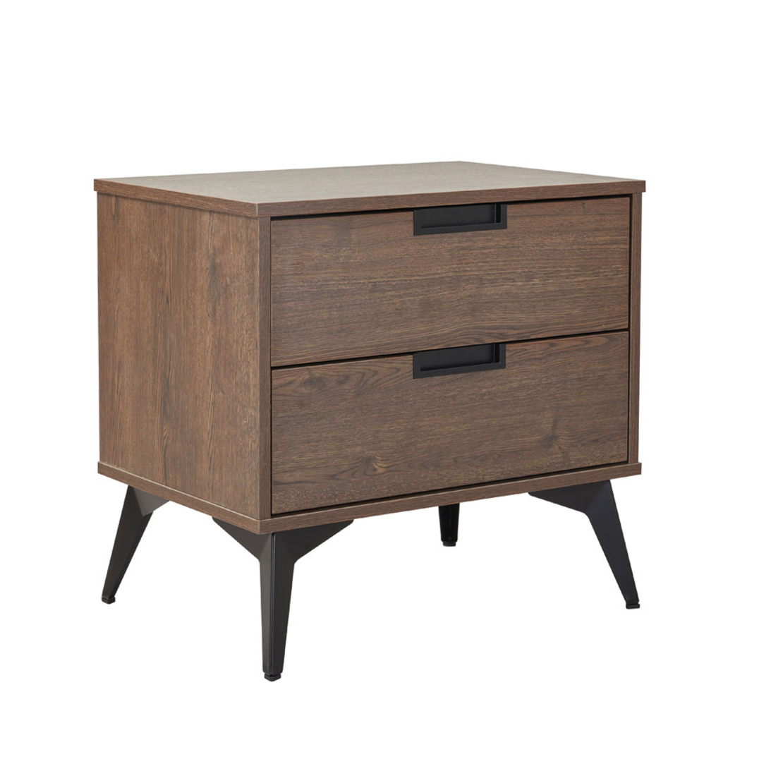 NUEZ NIGHTSTAND 2DRAWERS MELAMINE WALNUT METAL BLA