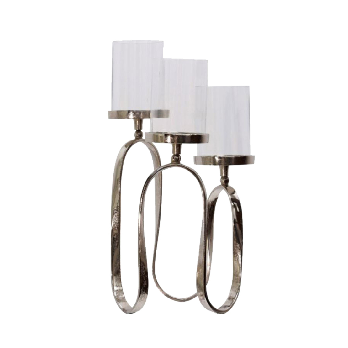 KALI CANDLE HOLDER ALUMINIUM GLASS NICKEL H45cm IN
