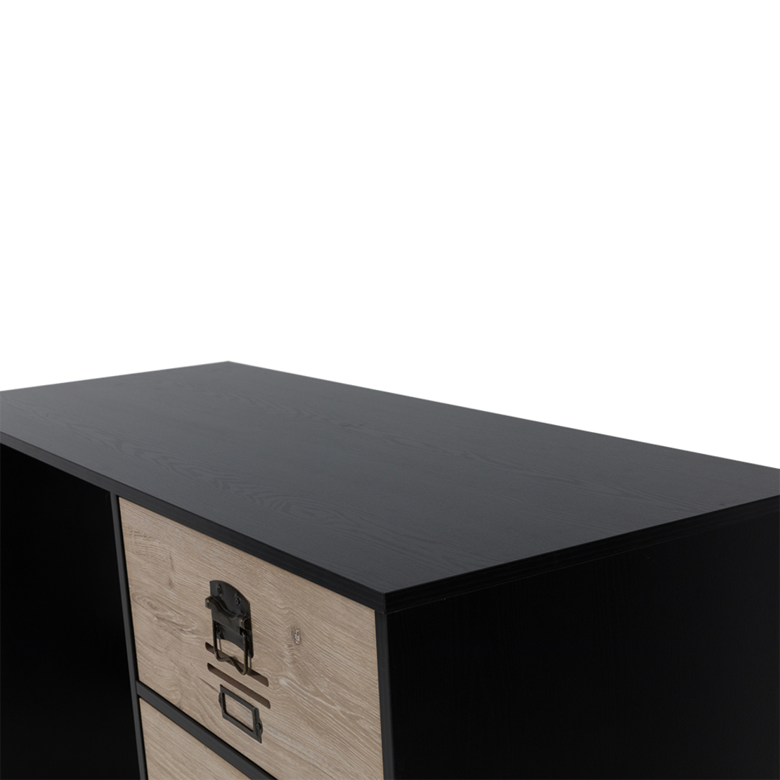 BLACKLY SLOT DESK 3DRAWERS CHIPBOARD WITH MELAMINE CARTA BLACK OAK SONOMA DECAPE 120x48xH76,5cm E1 PRC