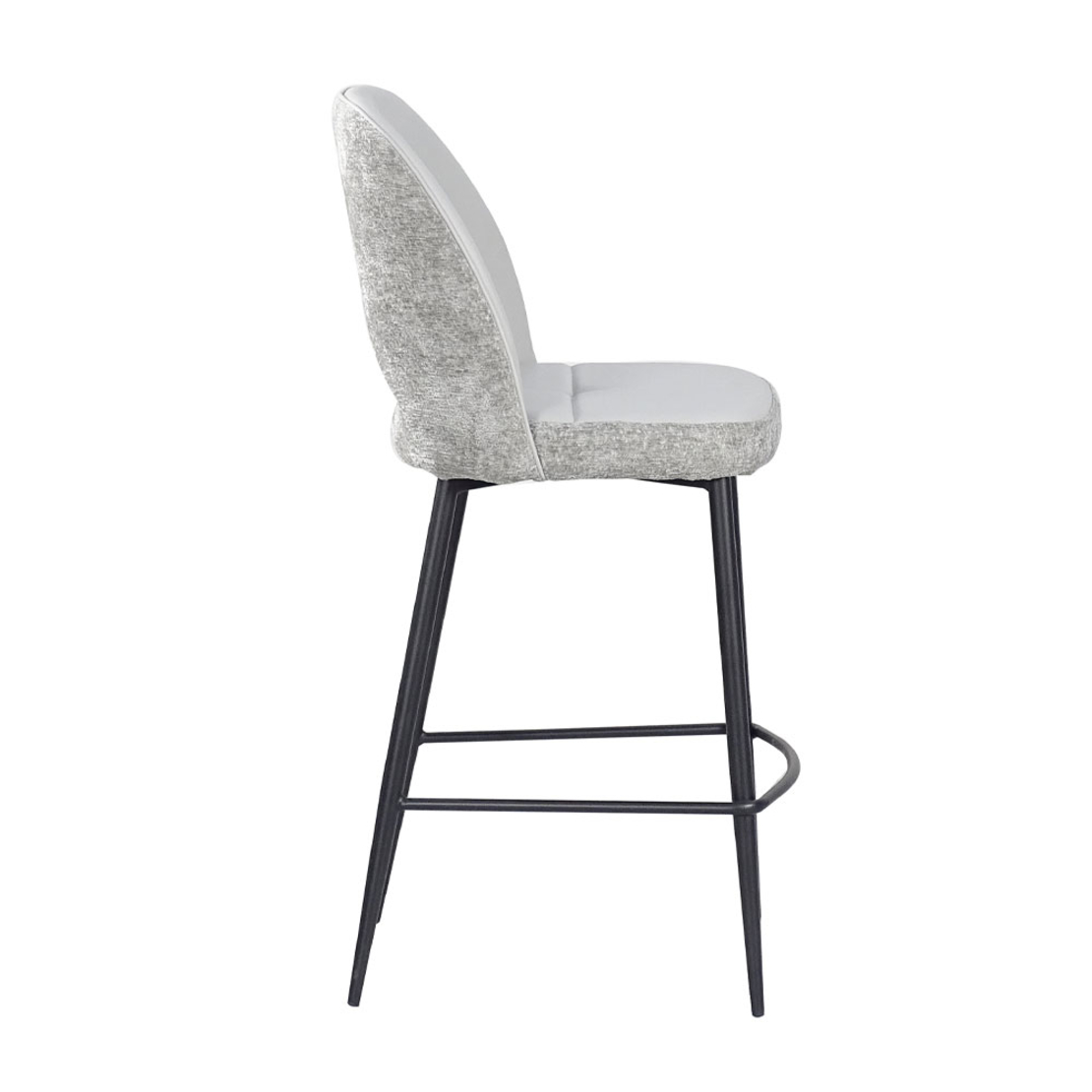 BOUTON STOOL BAR FABRIC GREY LIGHT METAL BLACK PRC