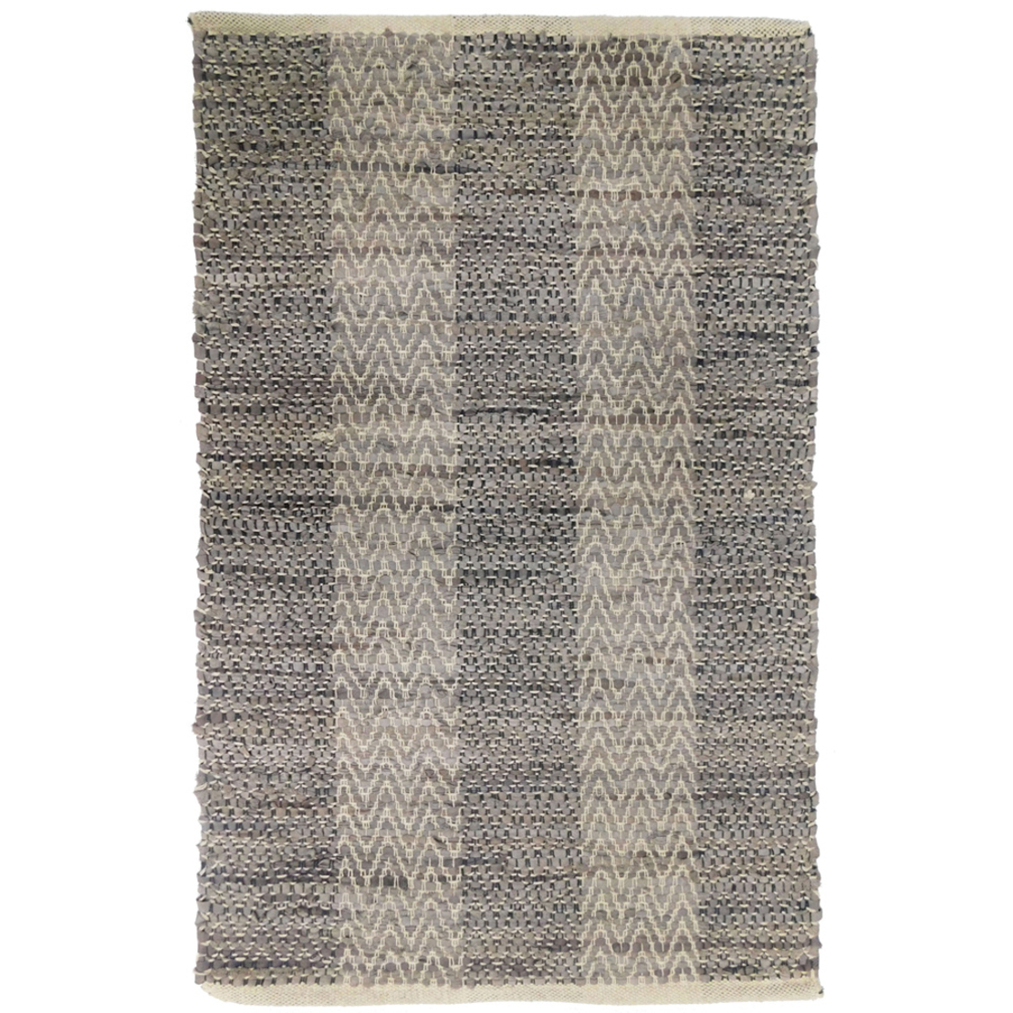 FISHBONE CARPET LEATHER GREY BEIGE 60x90cm IN