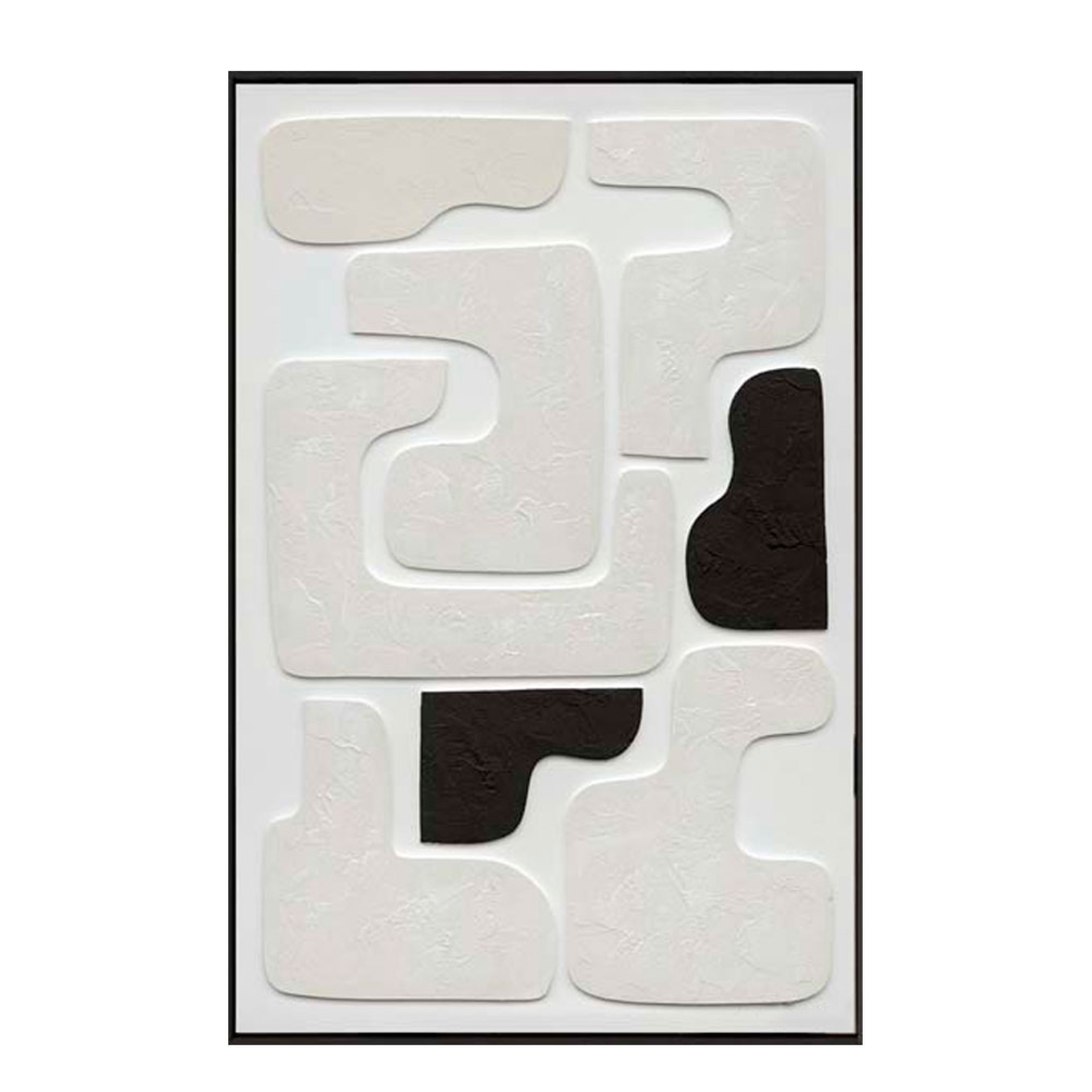 RENVO PAINTING DECORATIVE 80x120x5 CANVAS WHITE BLACK WOOD BLACK
