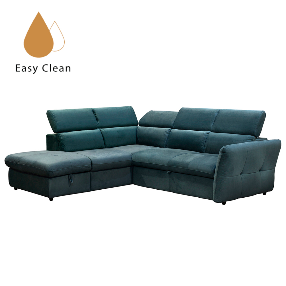 MONSERAT SOFA BED CORNER LEFT EASY CLEAN FABRIC PETROL E1 EU
