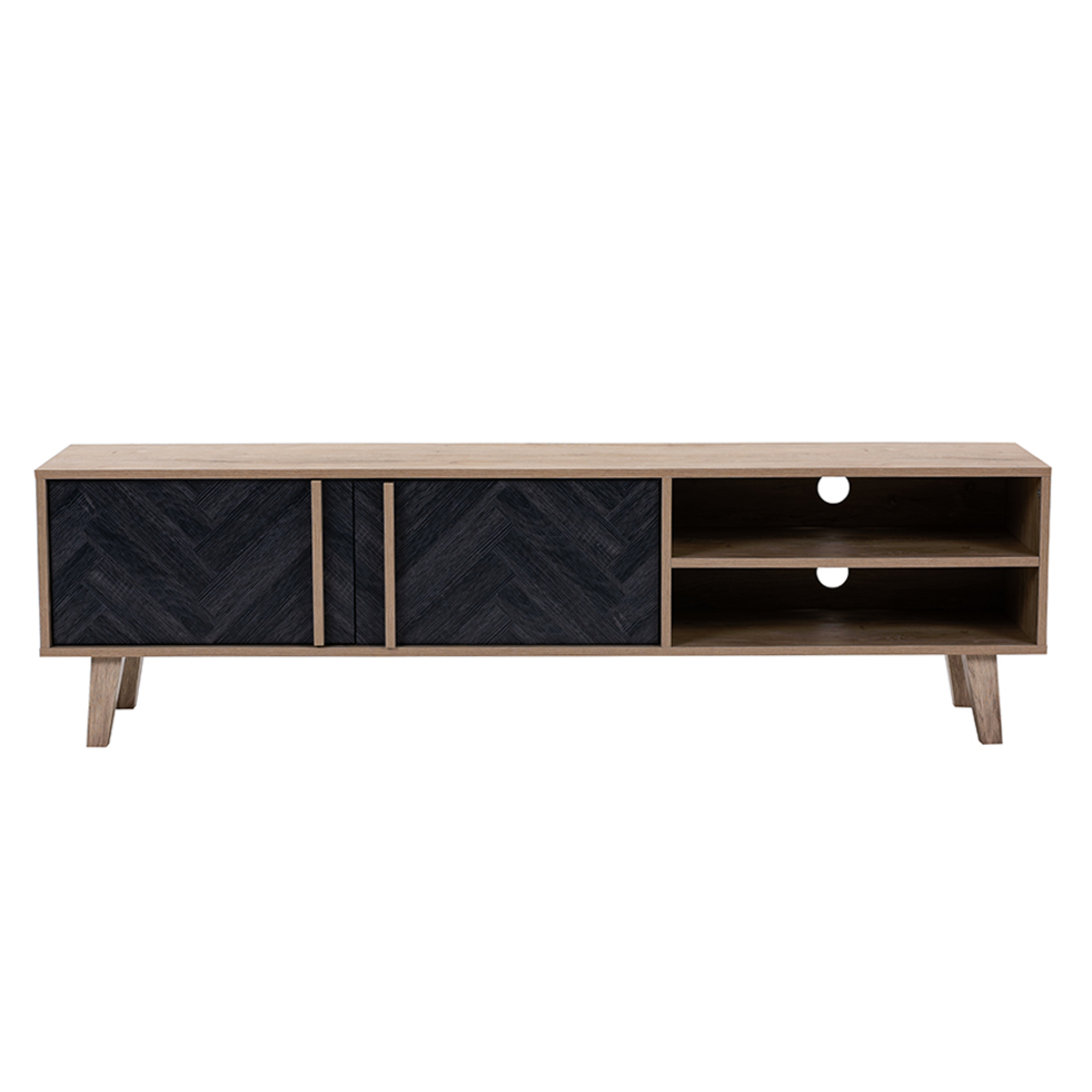 ALBERO TV STAND CHIPBOARD WITH MELAMINE CARTA SONOMA DECAPE BLACK WITH PATTERN 160x35xH45cm E1 PRC