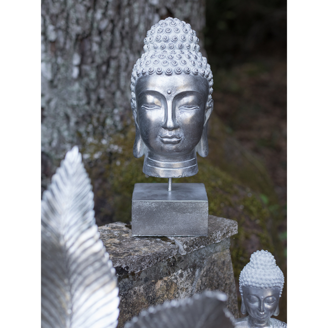 BUDAI DECO BUDDHA POLYRESIN SILVER 17,5x19xH41,5cm