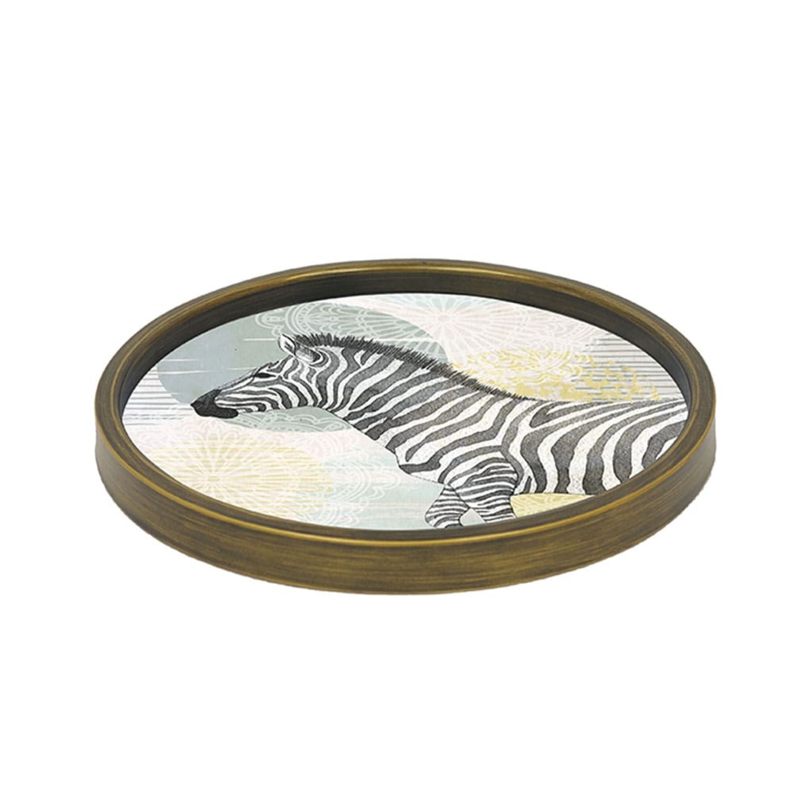 ZEBRA TRAY GOLD ANTIQUE WITH PATTERN D40xH3,5cm E1