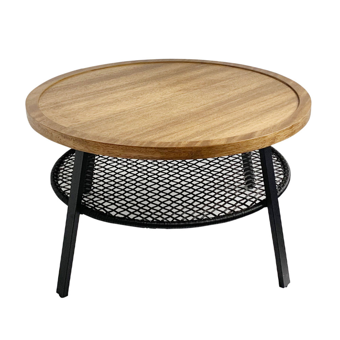 FILET COFFEE TABLE CHIPBOARD WITH MELAMINE CARTA NATURAL PE RATTAN BLACK 75x75xH43cm E1 PRC