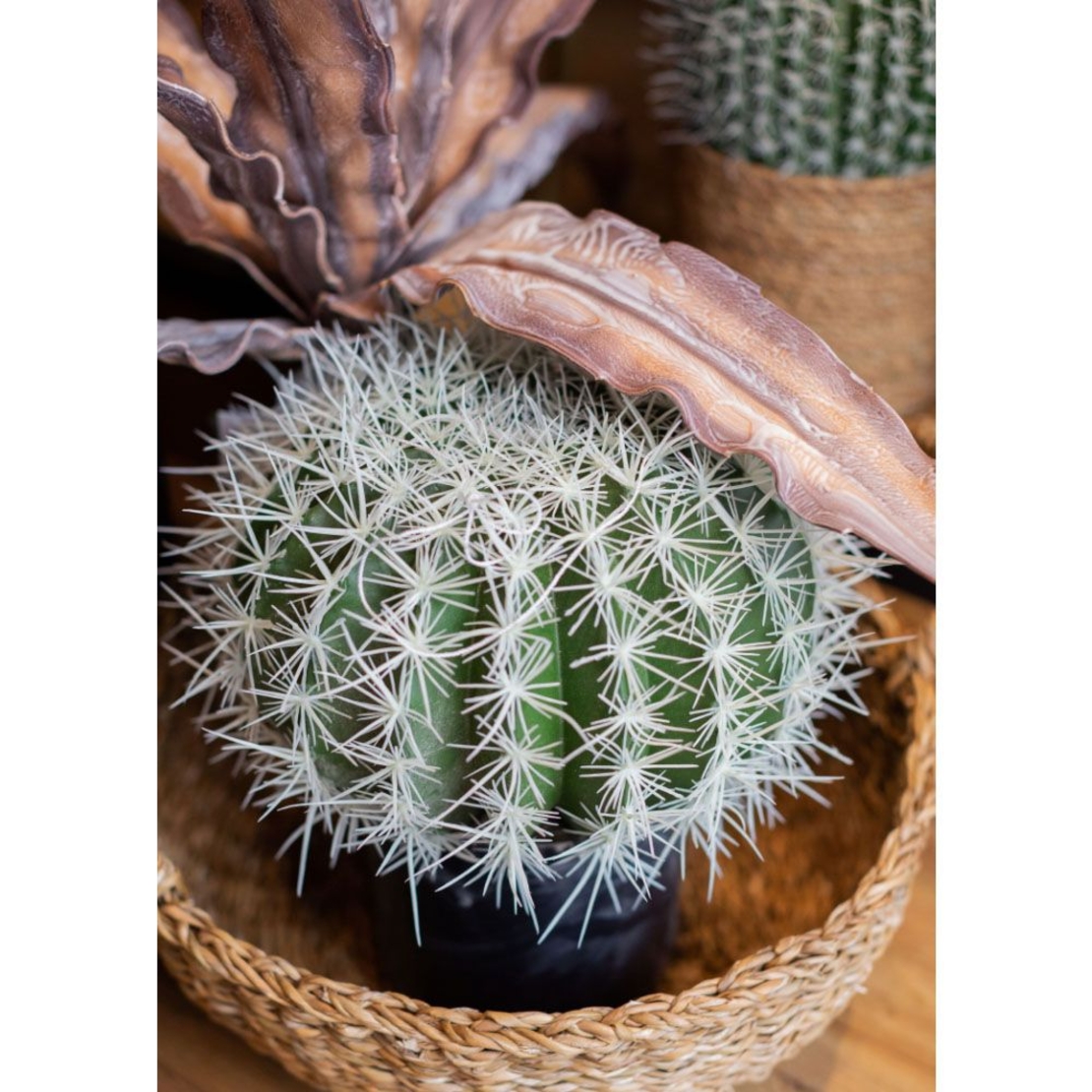 FEROCACTUS ARTIFICIAL PLANT FABRIC PLASTIC GREEN W