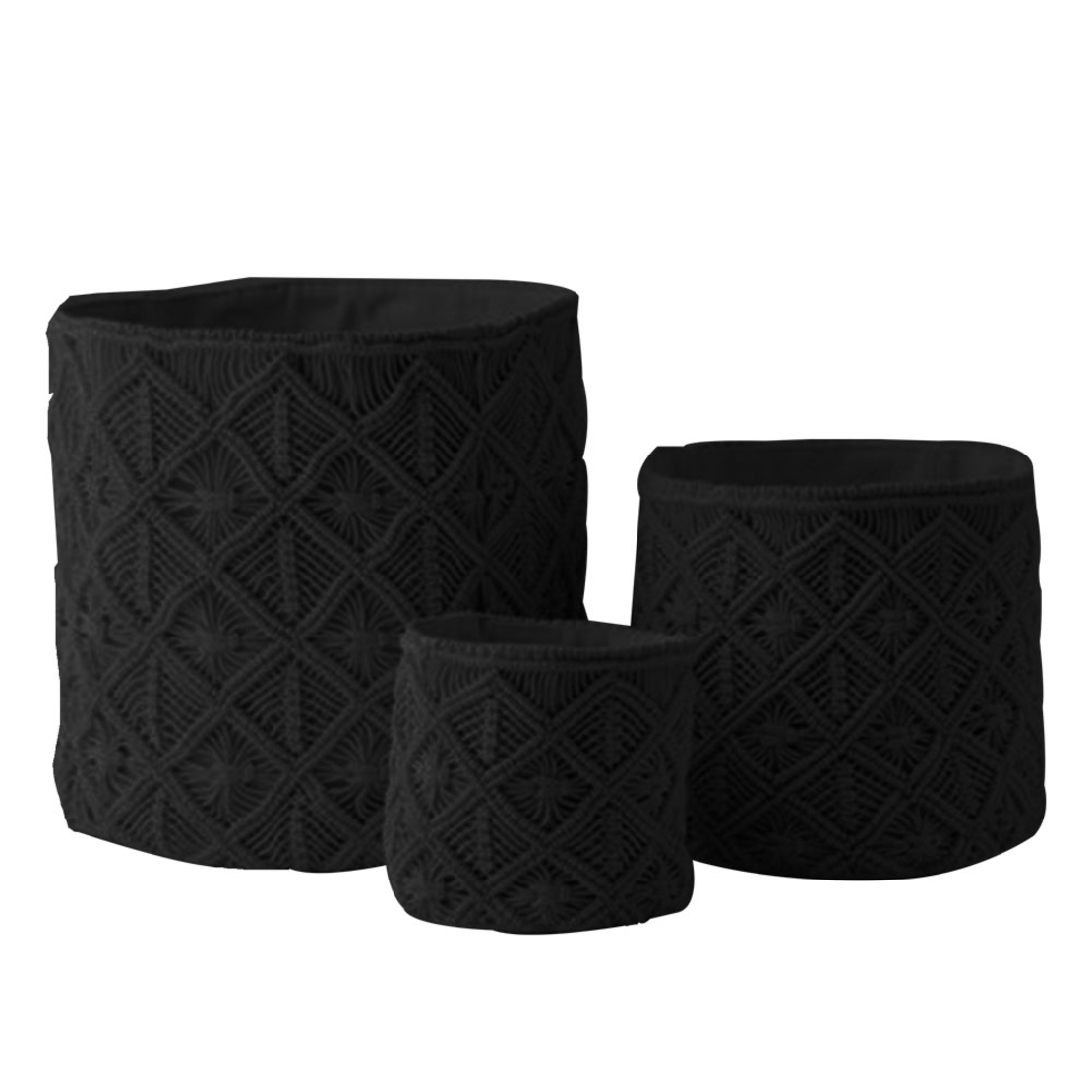 AL MANO BASKET SET 3PCS COTTON POLYESTER BLACK 40x