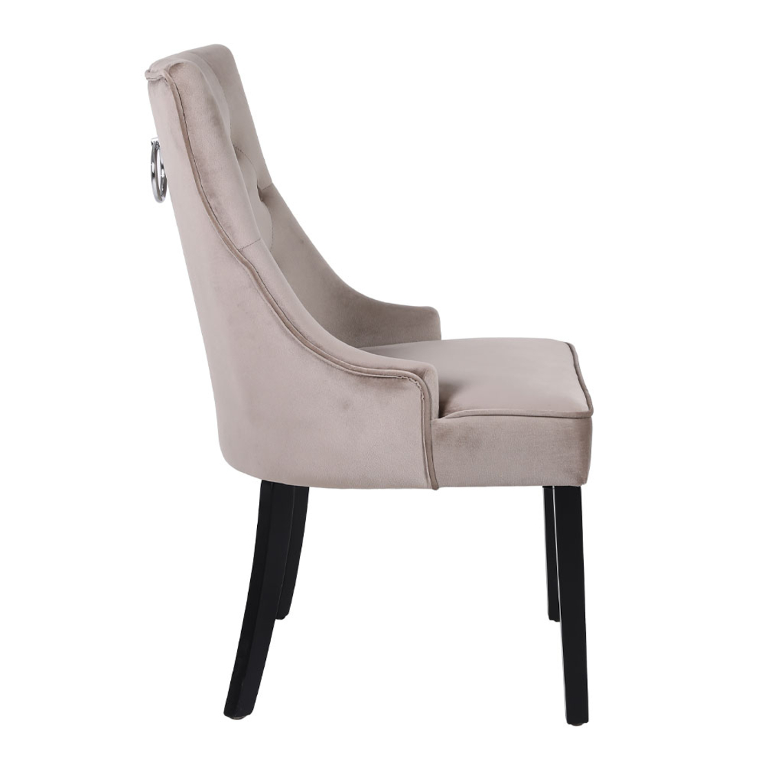 VERONA CHAIR WITH METAL RING FABRIC BEIGE WOOD PIN