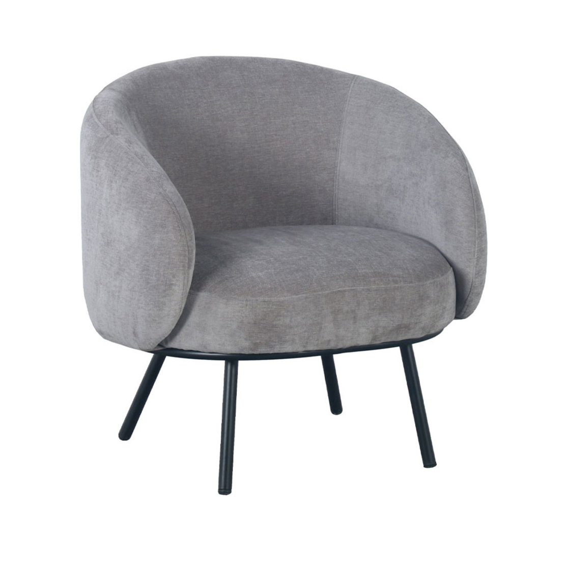 MALU ARMCHAIR FABRIC GREY METAL BLACK E1 PRC