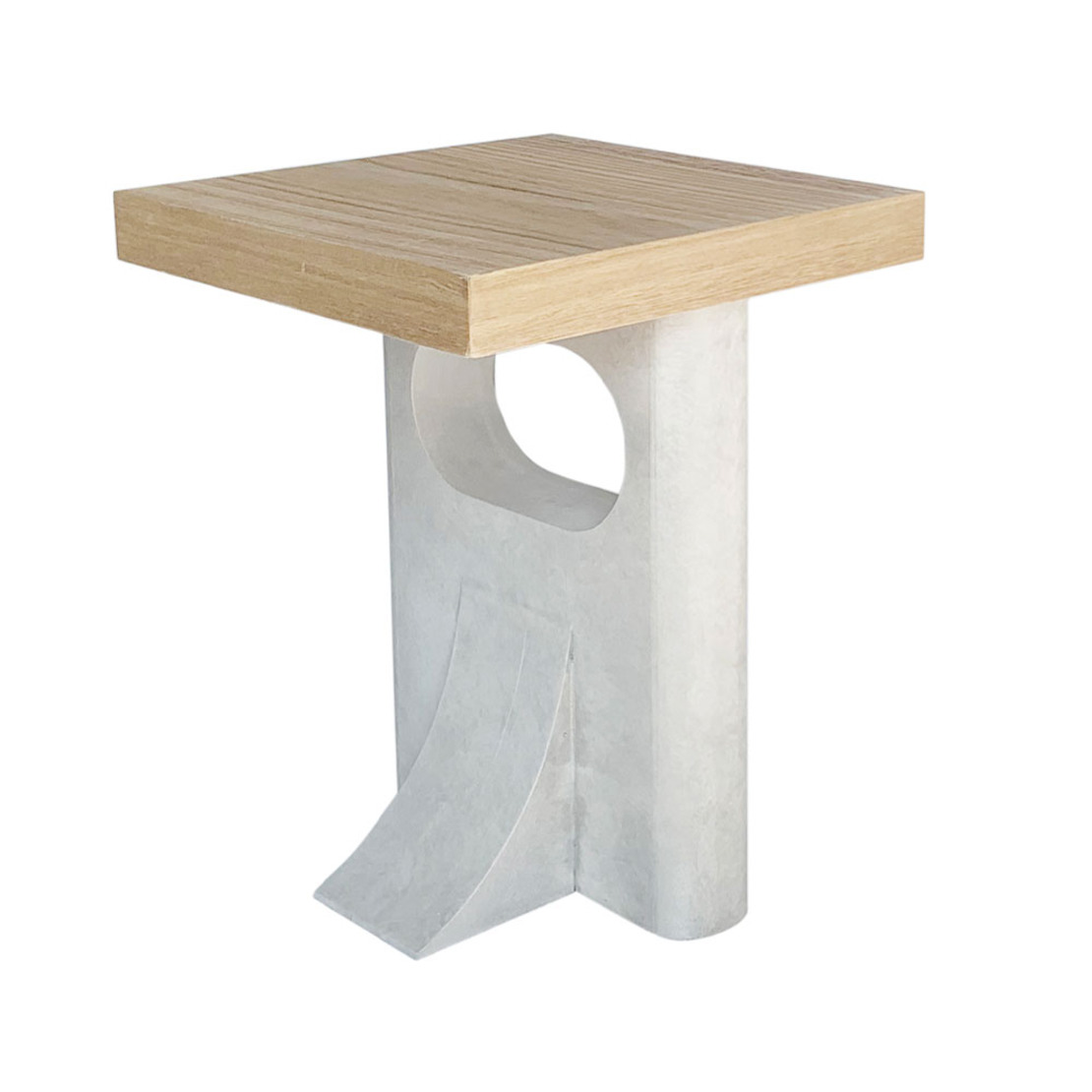 PILONAS SIDE TABLE VENEER PAULOWNIA NATURAL CEMENT GREY LIGHT 40x40xH50cm E1 PRC
