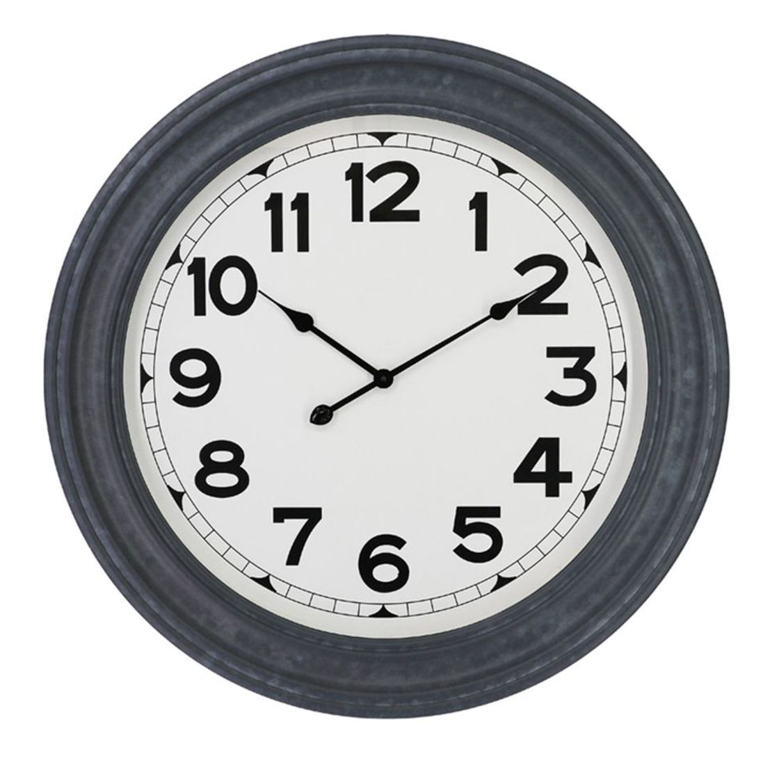 BASTIAN CLOCK WALL METAL GLASS GREY WHITE BLACK D7