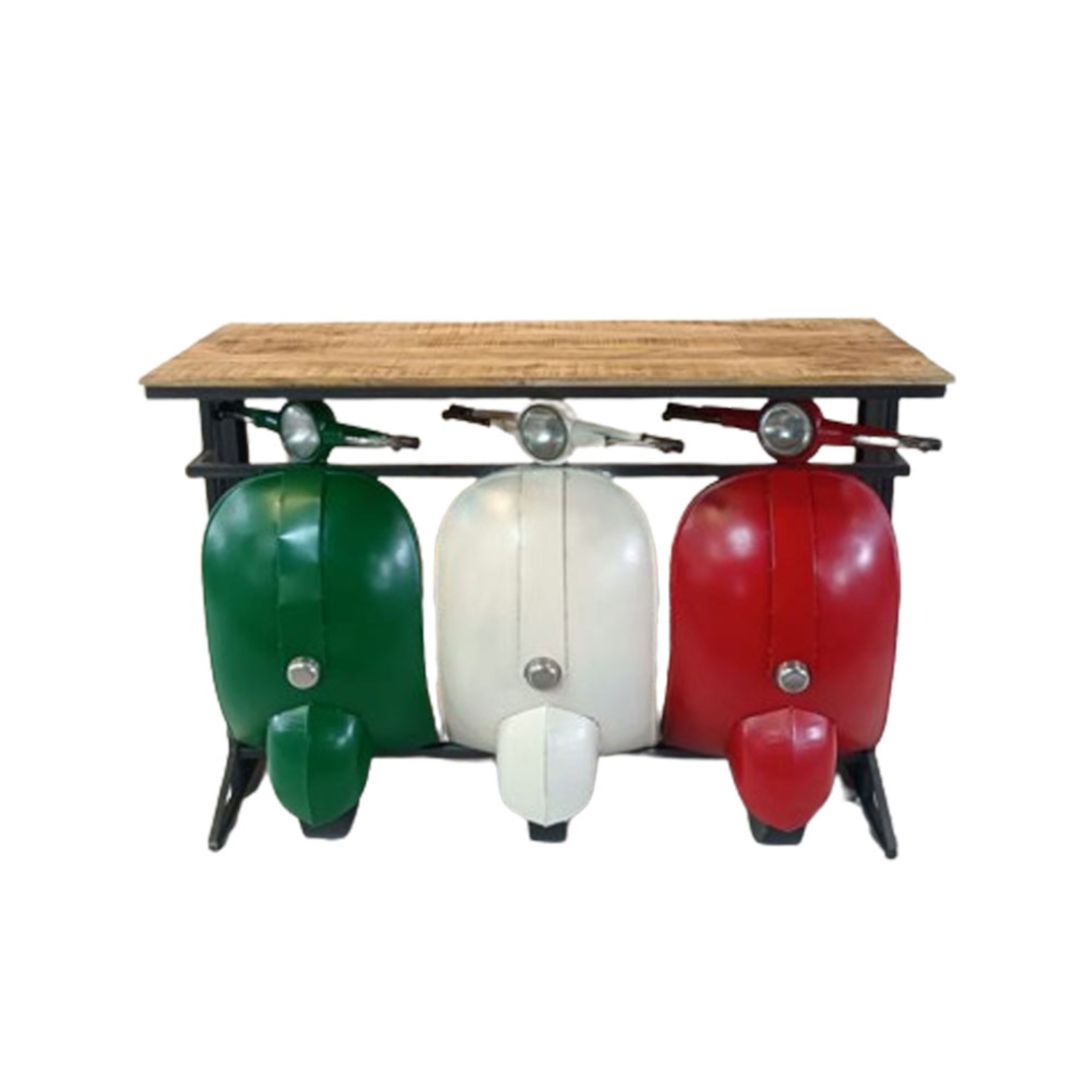 VESPA CONSOLE METAL GREEN WHITE RED WOOD MANGO 138x52xH100cm IN
