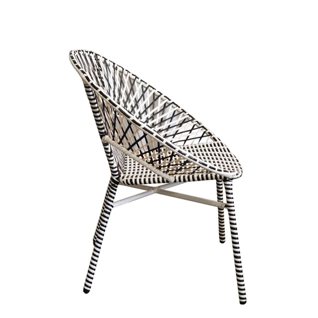 GRANADA CHAIR PE WOVEN BLACK WHITE 76x65xH82cm PRC