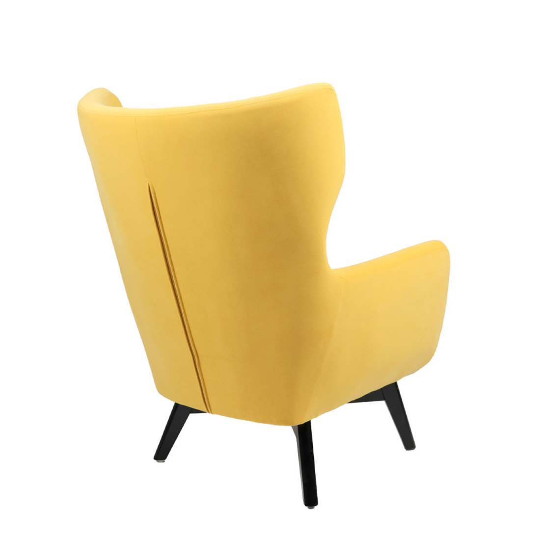 MEGA ARMCHAIR FABRIC YELLOW WOOD RUBBERWOOD BLACK