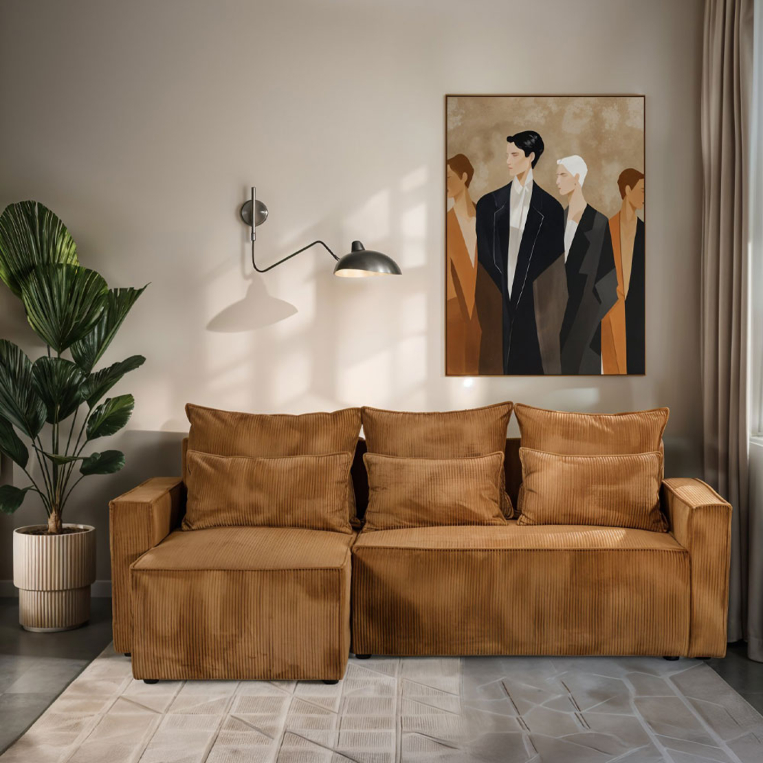 SAY SOFA BED REVERSABLE EASY CLEAN FABRIC CAMEL E1 EU