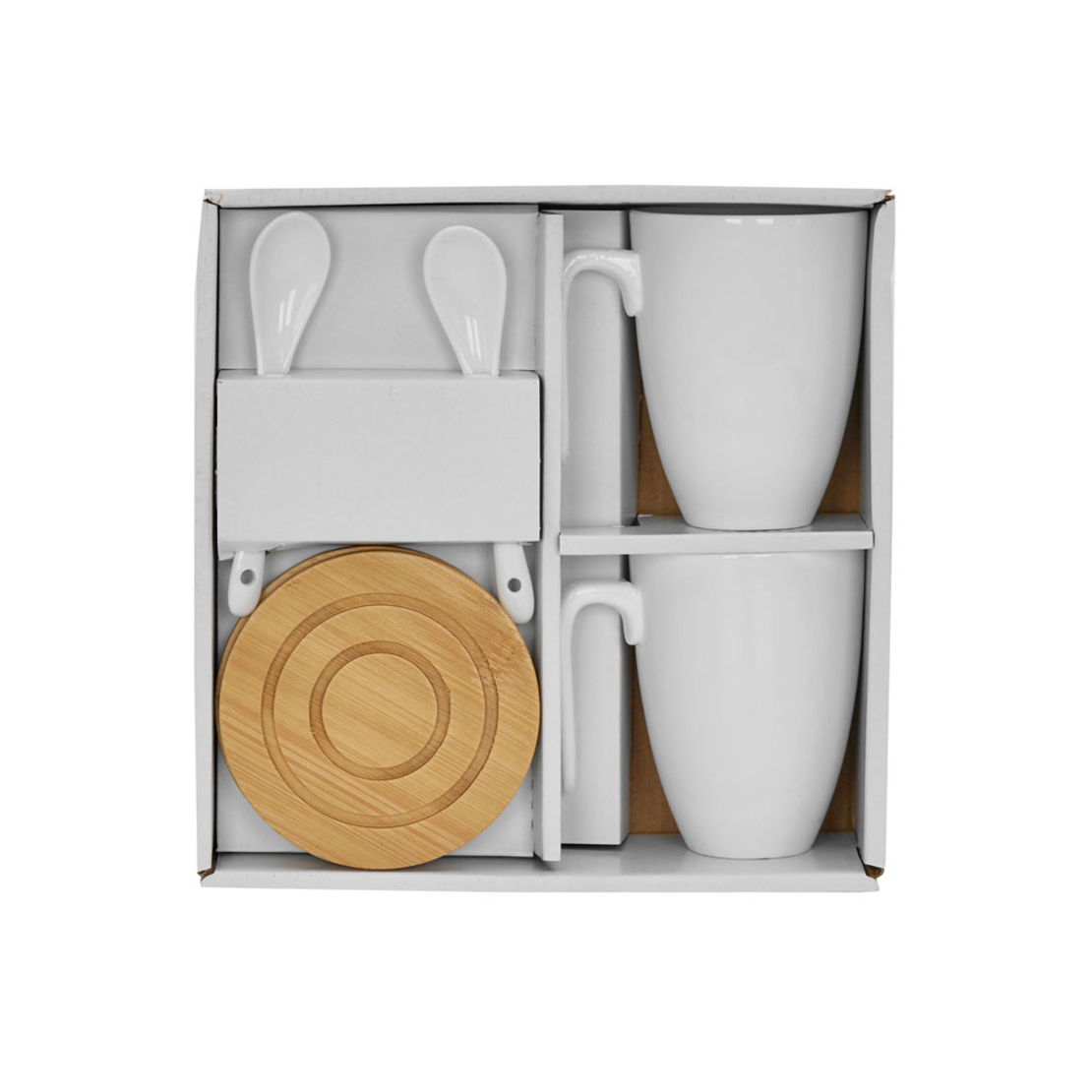 CURVE MUG SET 2PCS PORCELAIN BAMBOO WHITE NATURAL