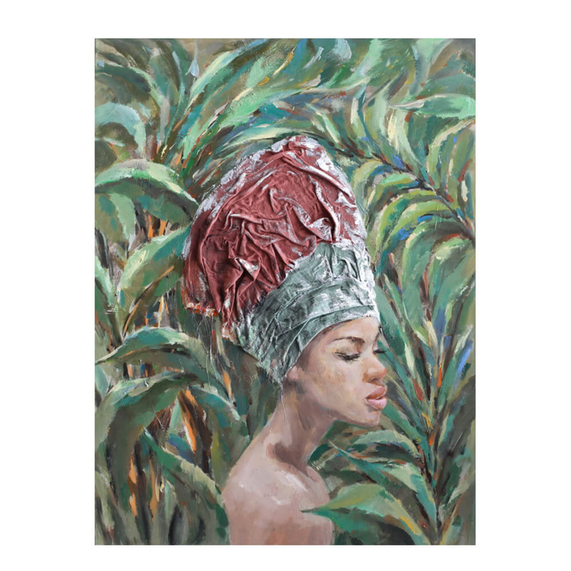 JUNGLE LADY PAINTING CANVAS MULTICOLOR WOOD 76x100