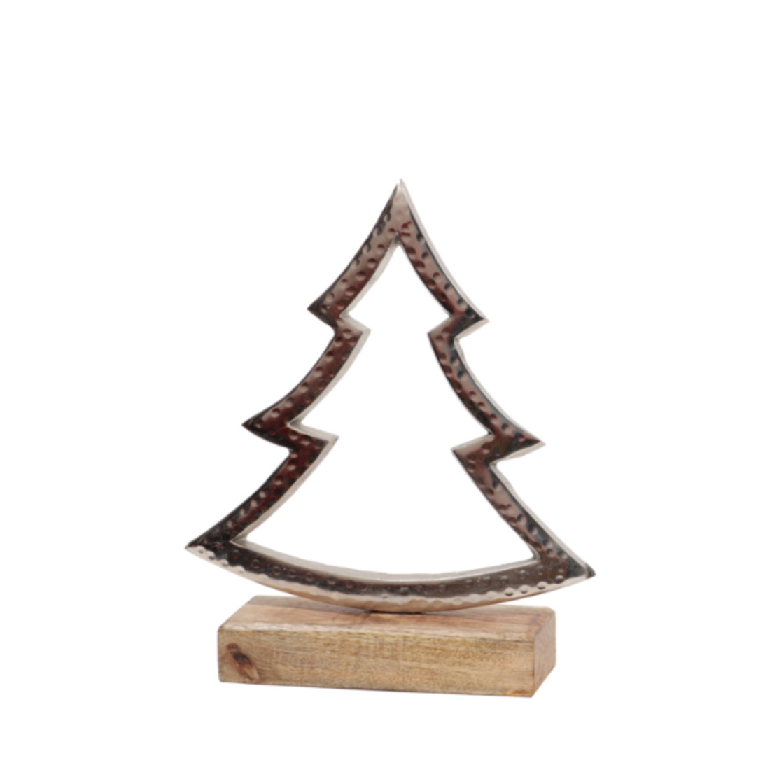 XMAS EIRA TREE ALUMINIUM WOOD MANGO SILVER NATURAL