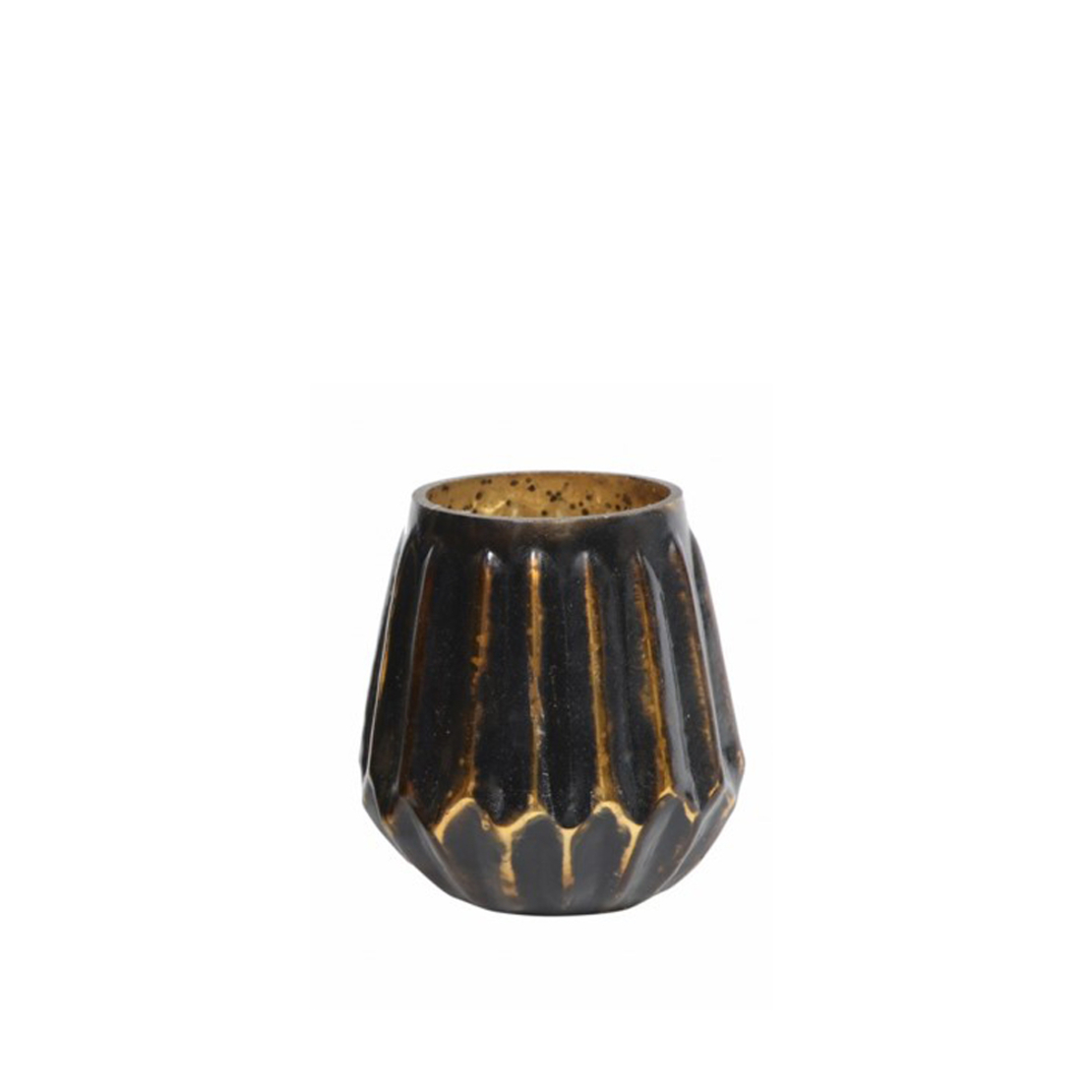KOMUSH BASE FOR CANDLE GLASS BLACK GOLD D9,5xH10cm