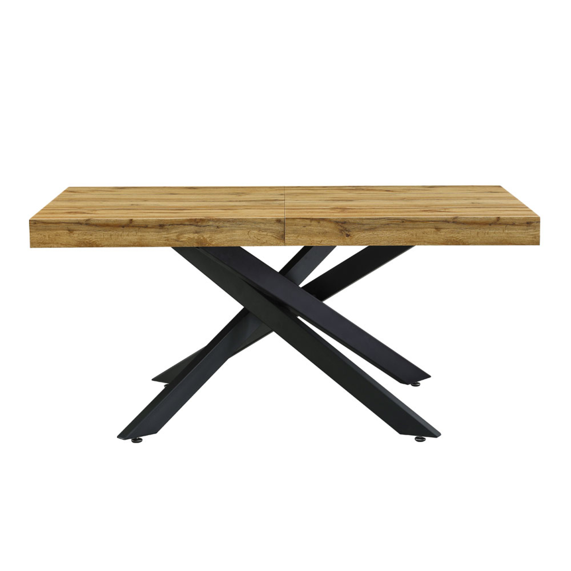 KIMONO TABLE EXTENDABLE MDF WITH PAPER VENEER NATURAL METAL BLACK PRC