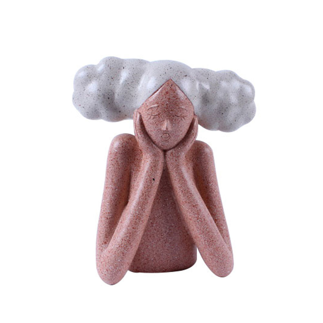 CHEVEU PINK 3 DECO FIGURE POLYRESIN TERRACOTTA GRE