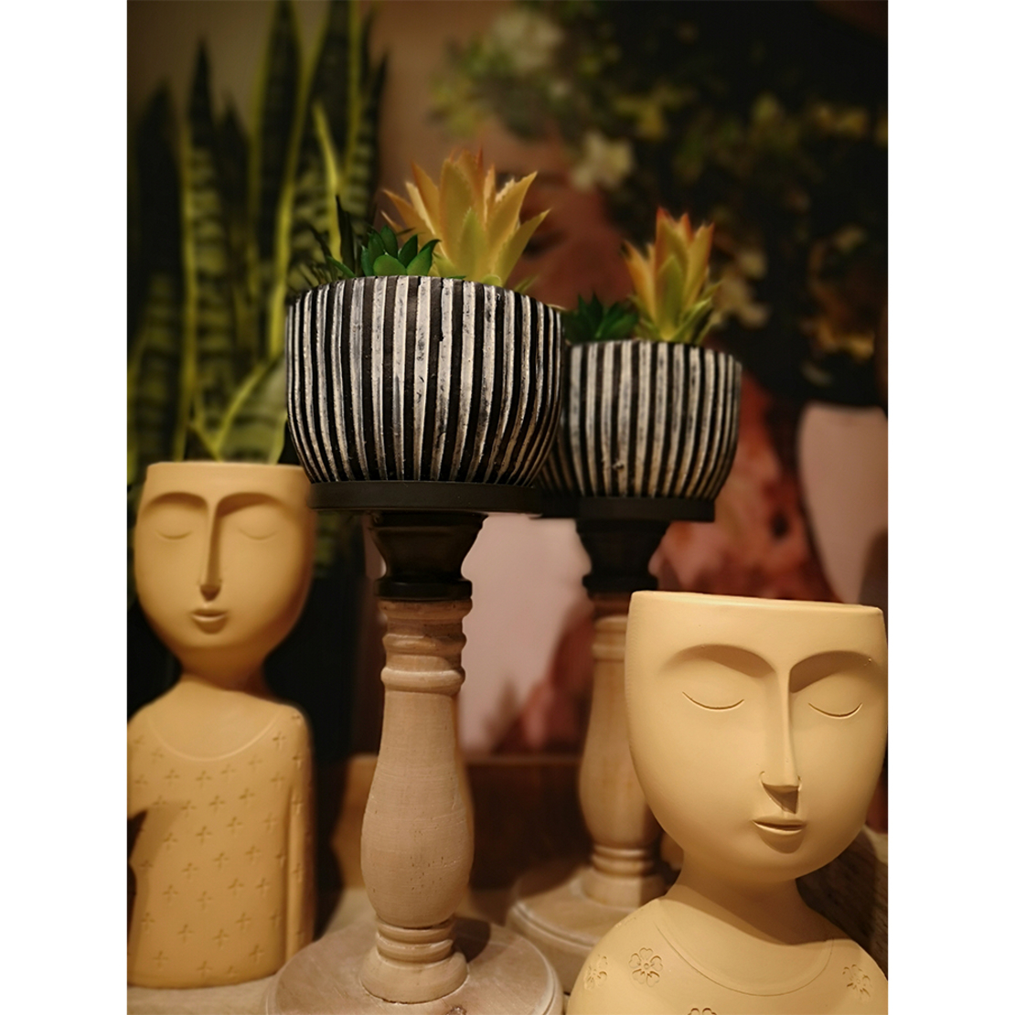 SKEPTICAL 2 PLANTER POLYRESIN TERRACOTTA 14,8x10xH