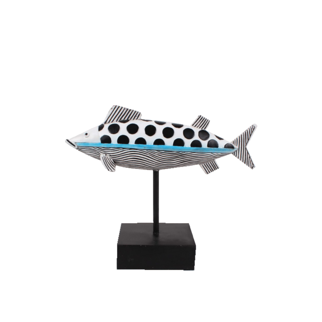 GADUS DECO FISH POLYRESIN WHITE BLACK LIGHT BLUE 2