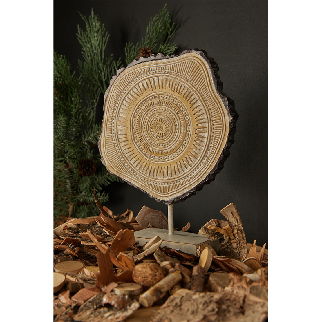 NUBIA DECO TOTEM POLYRESIN BEIGE BROWN 23,5x8,5xH3