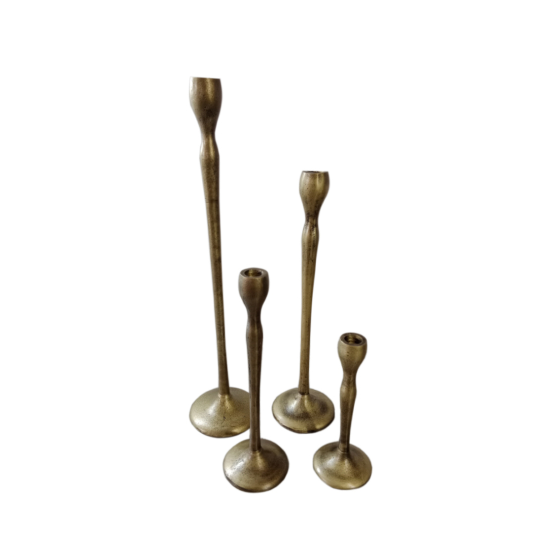 JOLIE CANDLE HOLDER SET 4PCS ALUMINIUM GOLD ANTIQU