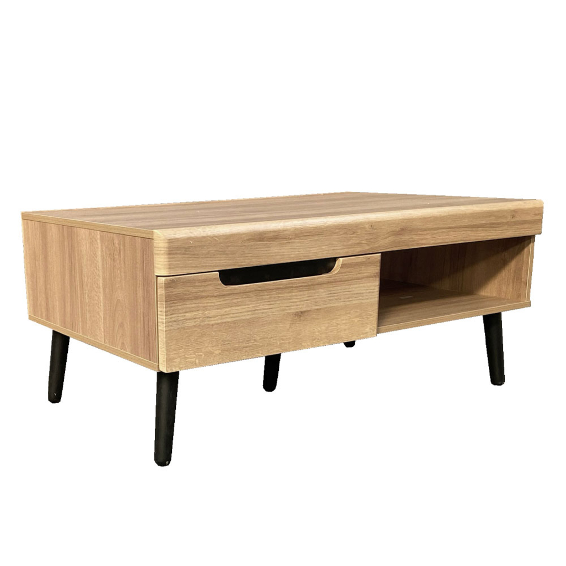 GRIF COFFEE TABLE 2DRAWERS CHIPBOARD WITH MELAMINE NATURAL BLACK BLACK 107x67xH46cm E1 PRC