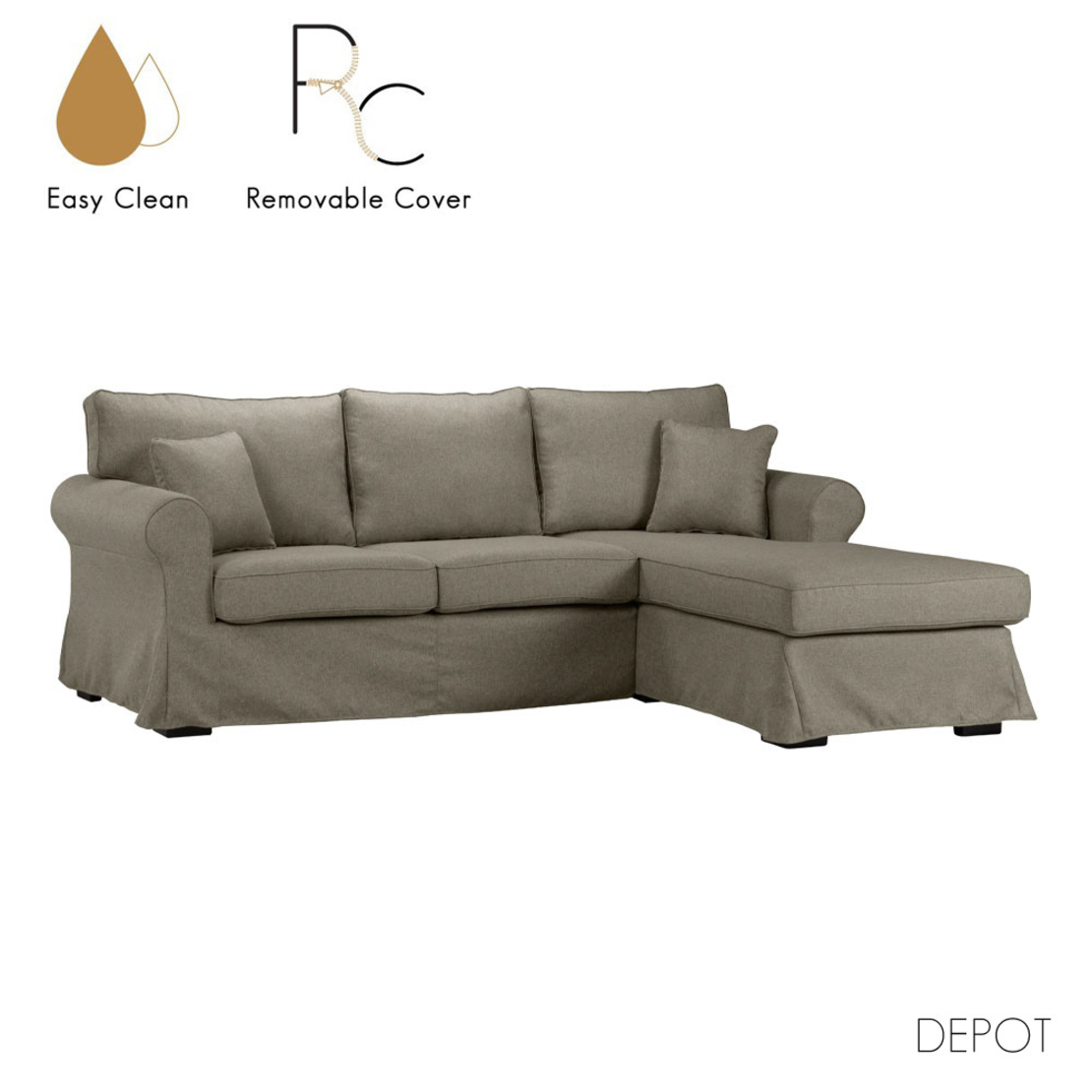 ASHLEY SOFA CORNER R WITH REMOVABLE COVER EASY CLEAN FABRIC BROWN LIGHT E1 EU