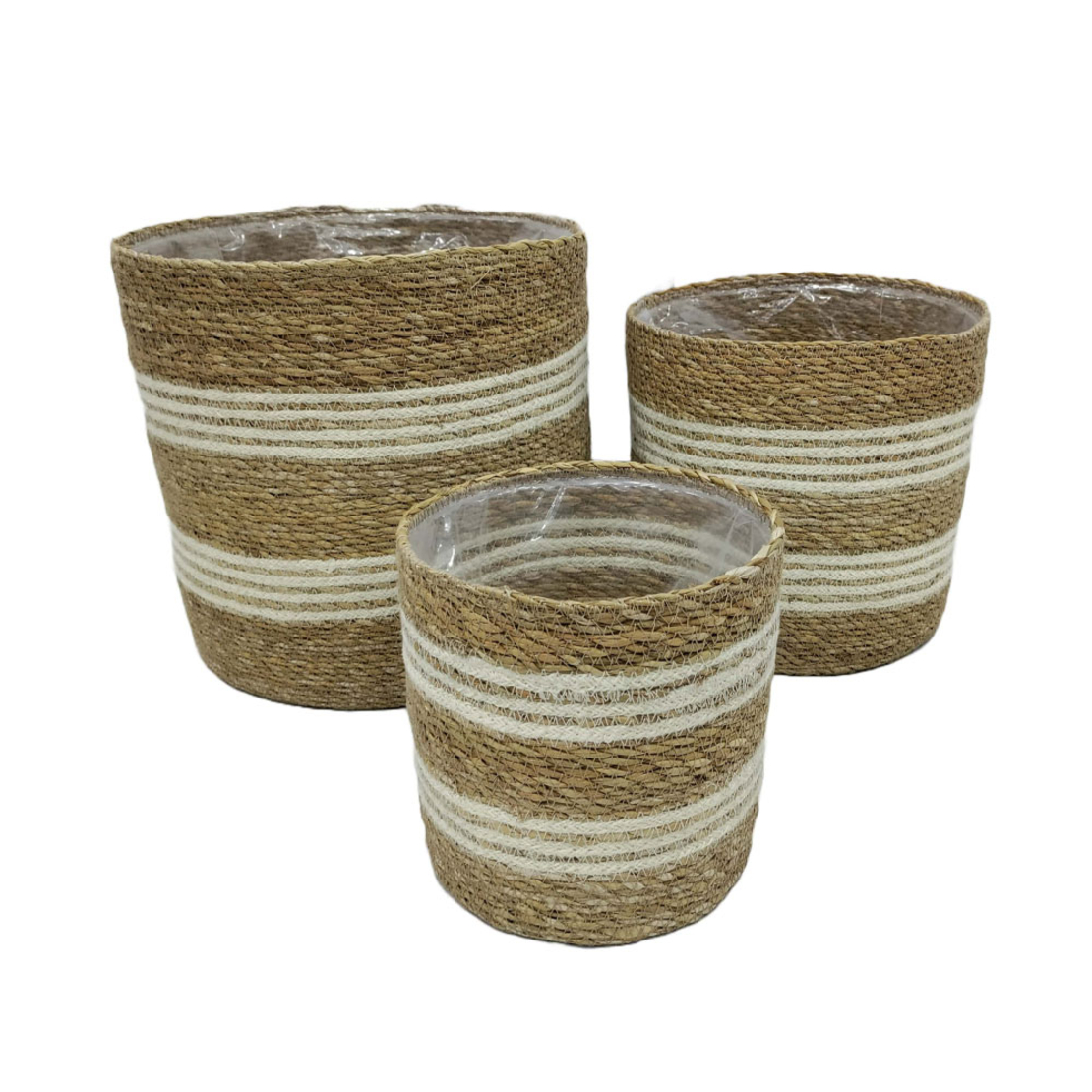 YDRA BASKET SET 3PCS SEAGRASS JUTE NATURAL WHITE 2