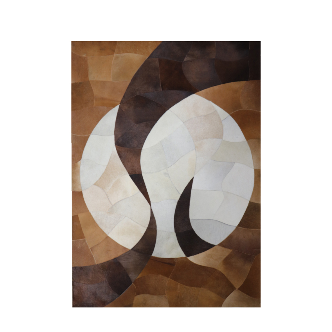 YING YANG CARPET LEATHER WOOL BROWN BEIGE BLACK 17