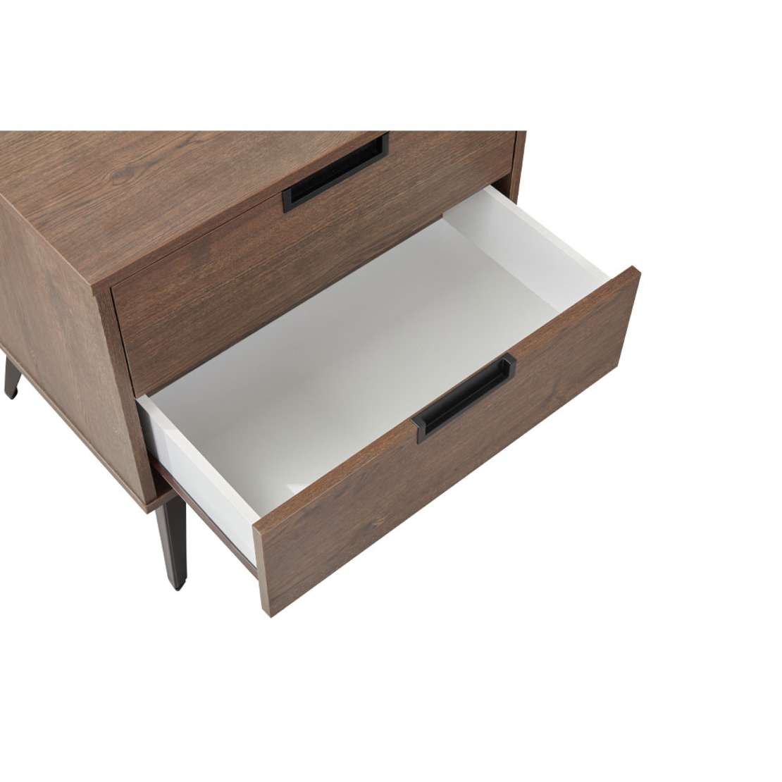 NUEZ NIGHTSTAND 2DRAWERS MELAMINE WALNUT METAL BLA