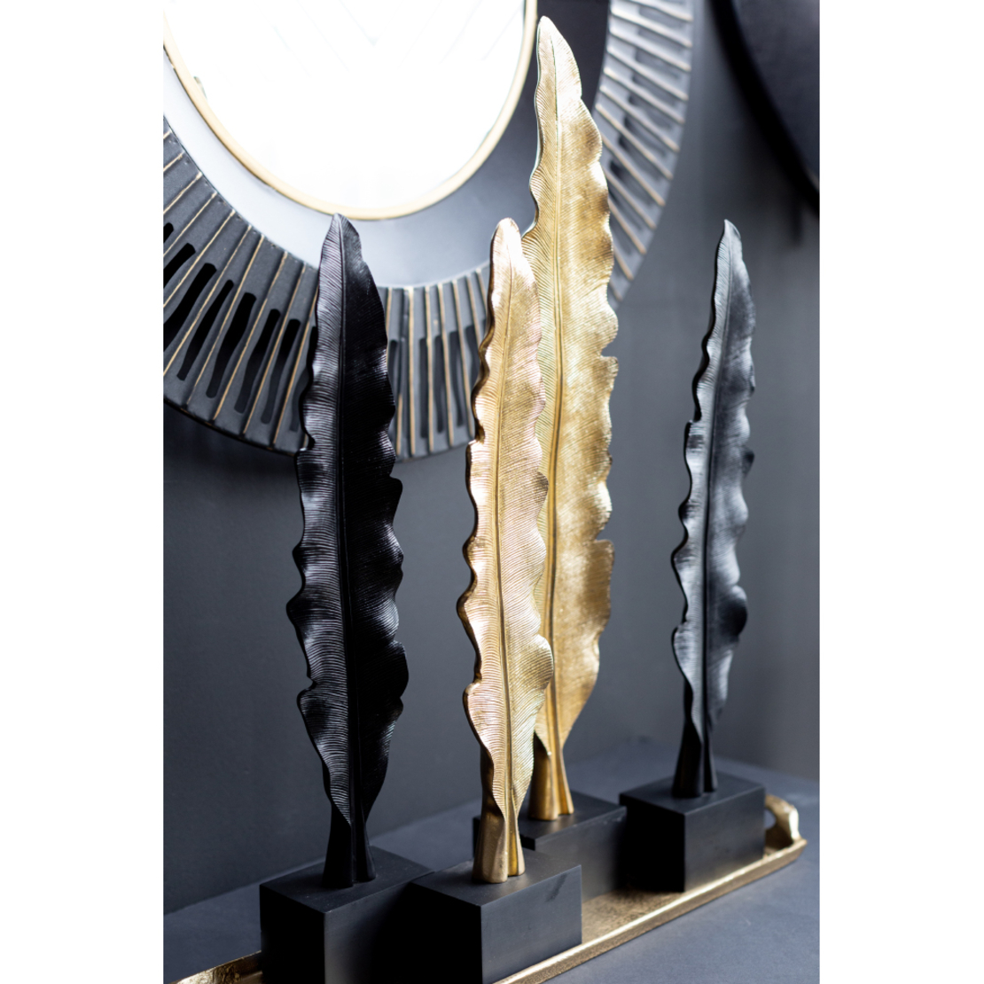 FEATHERS DECO FEATHER POLYRESIN BLACK 11x11xH58cm